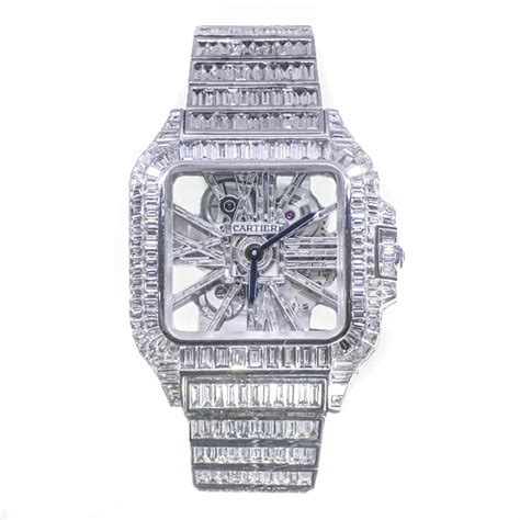 cartier tank skeleton watch|cartier skeleton watch iced out.